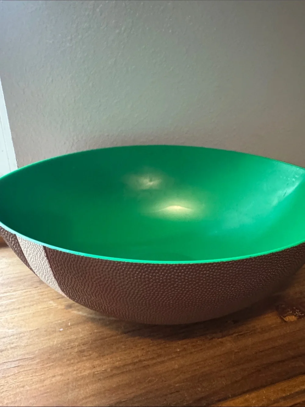 Decorative Football-Themed Serving Bowl in Brown and Green